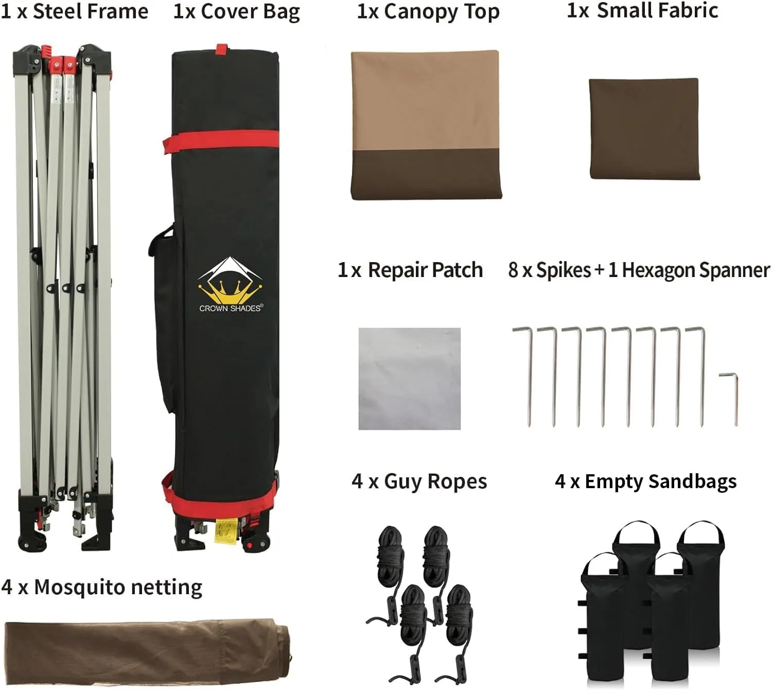 13X13 Pop up Gazebo, Patented One Push Outoor Canopy Tent with Wheeled Sto-N-Go Cover Bag, Pop up Canopy with Netting for Patio, Party, Backyard (13X13, Beige & Coffee)