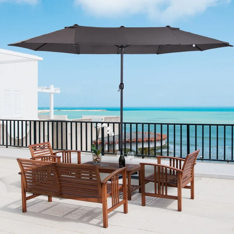 15' Double-Sided Outdoor Patio Umbrella Parasol - Gray