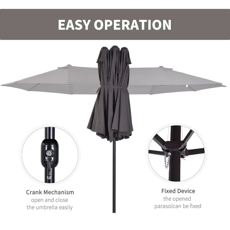 15' Double-Sided Outdoor Patio Umbrella Parasol - Gray