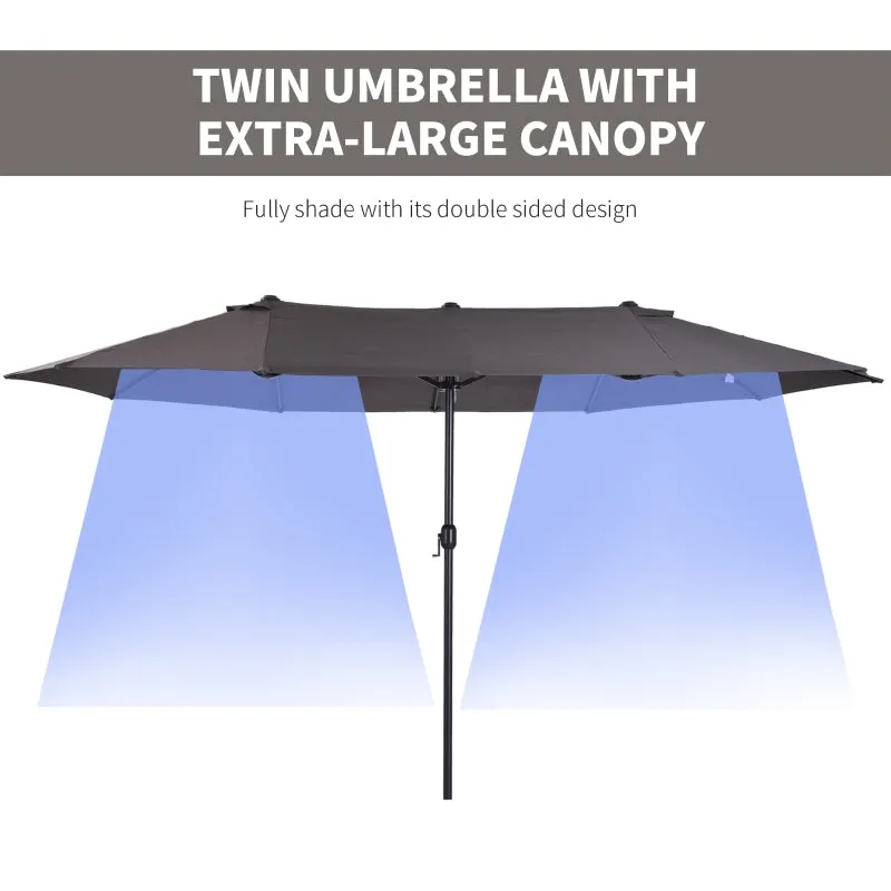 15' Double-Sided Outdoor Patio Umbrella Parasol - Gray