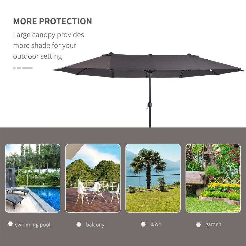 15' Double-Sided Outdoor Patio Umbrella Parasol - Gray