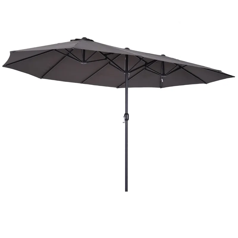 15' Double-Sided Outdoor Patio Umbrella Parasol - Gray
