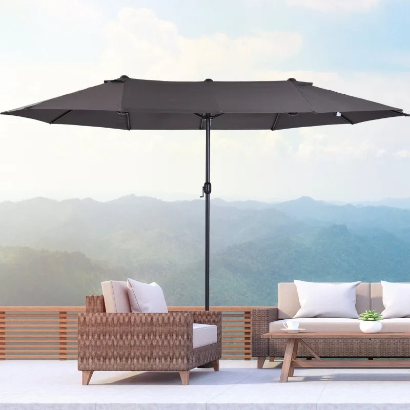 15' Double-Sided Outdoor Patio Umbrella Parasol - Gray