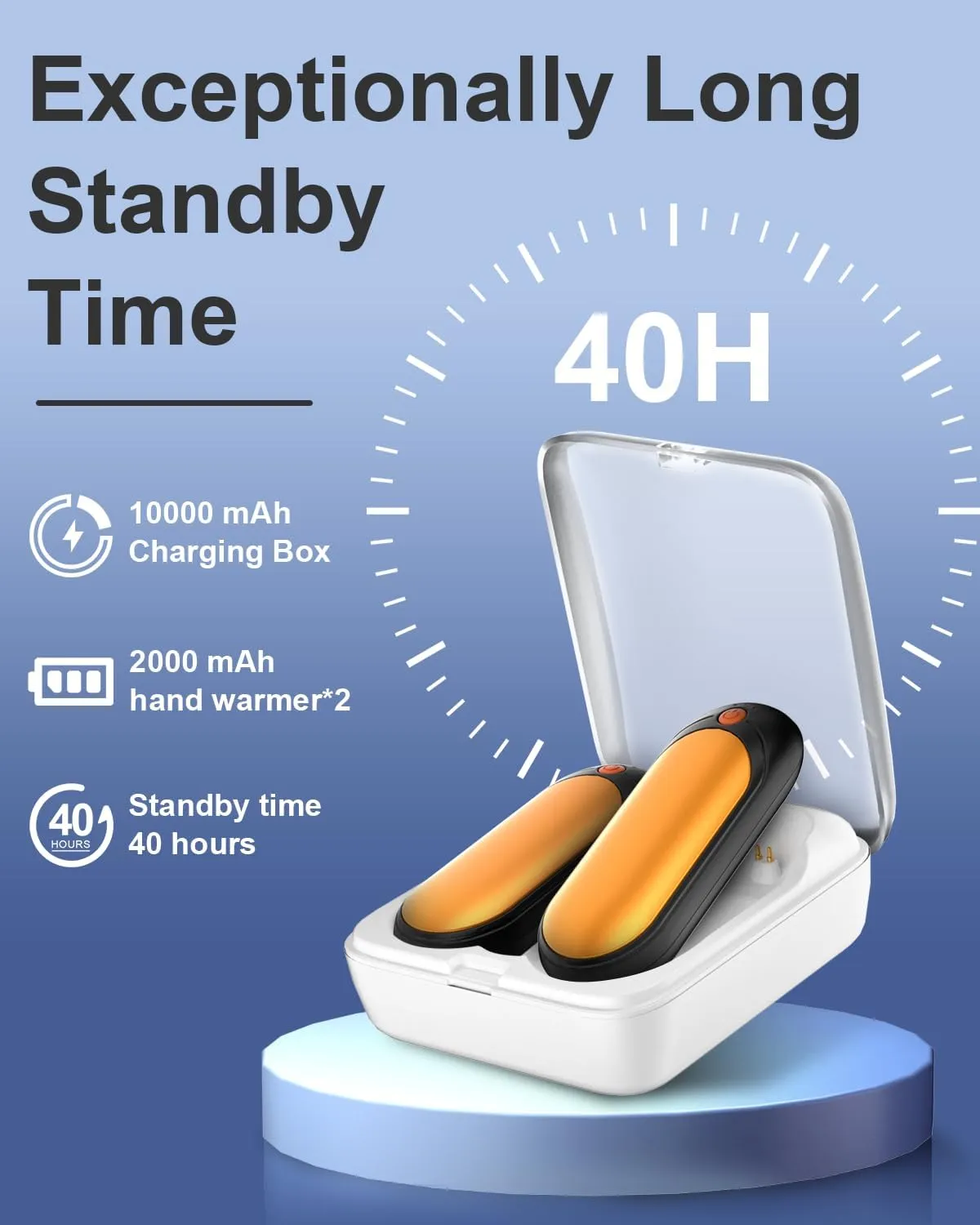 2 Pack 14000mAh Hand Warmers Rechargeable with AI Charging Case, Portable Electric Handwarmers, Reusable Pocket Heater Great for, Hunting, Golf, Camping, Raynauds, Christmas Outdoor, Women Men Gifts