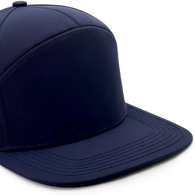 7 Panel, Flat Bill, Performance Snapback Hat, Water-Resistant Baseball Cap, Men & Women