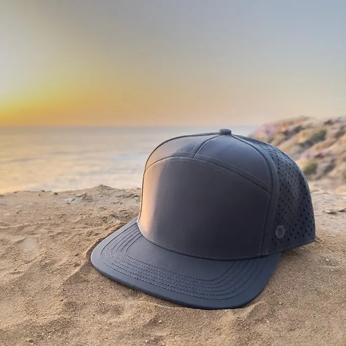 7 Panel, Flat Bill, Performance Snapback Hat, Water-Resistant Baseball Cap, Men & Women