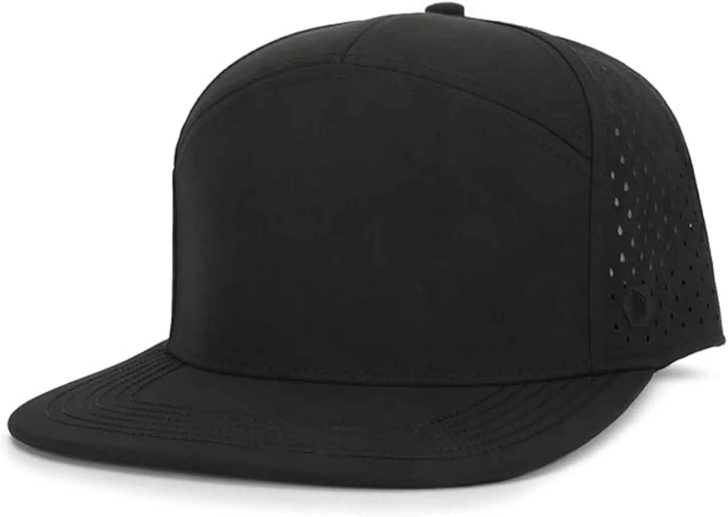7 Panel, Flat Bill, Performance Snapback Hat, Water-Resistant Baseball Cap, Men & Women
