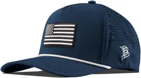 Branded Bills Vintage Old Glory PVC Curved 5 Panel Rope Hat, Fits 7-7 7/8, Adjustable Snapback | Lightweight, Comfort Stretch