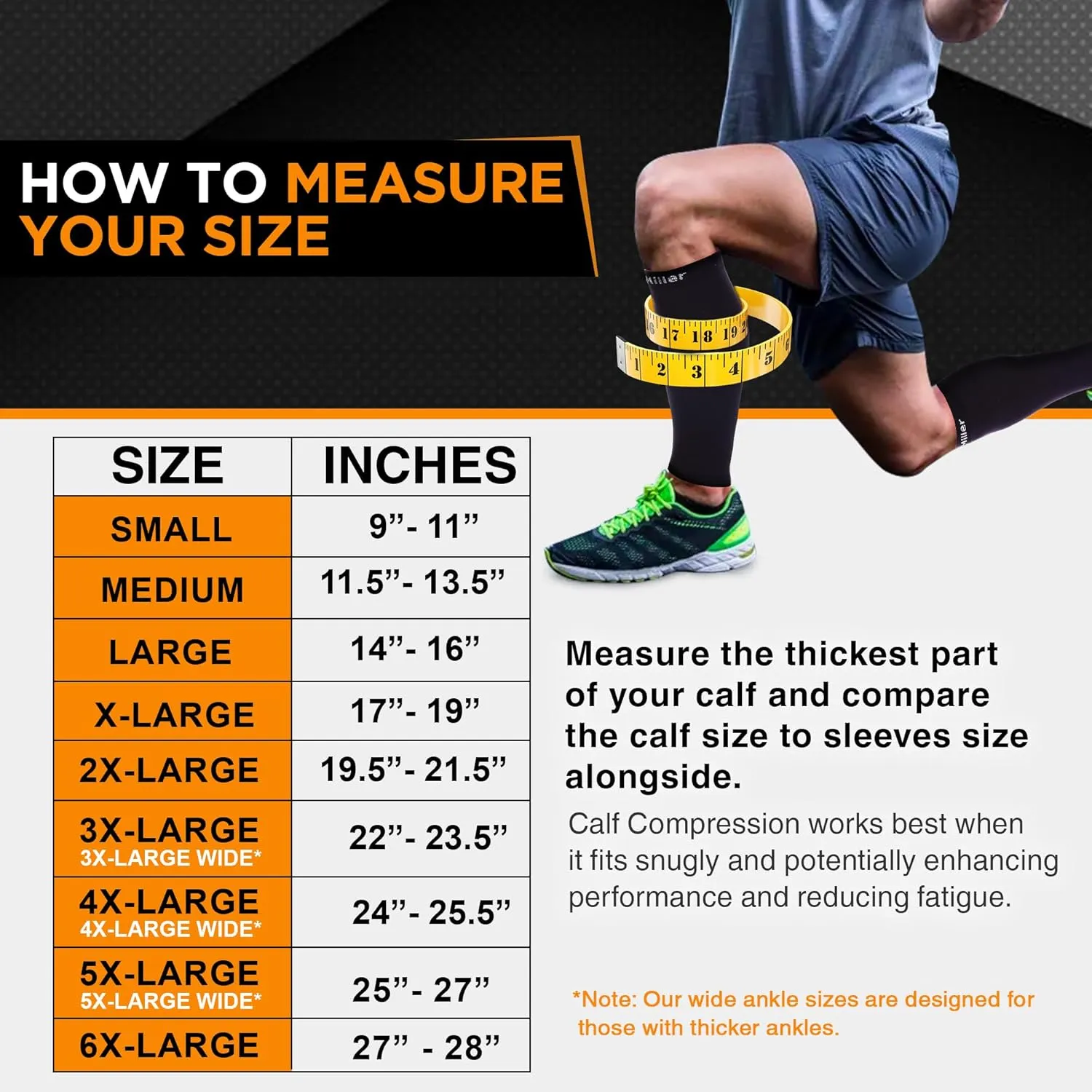 Doc Miller Compression Calf Sleeve for Men & Women, Premium Medical Grade, 20-30mmHg Graduated, Shin Splints, 1 Pair