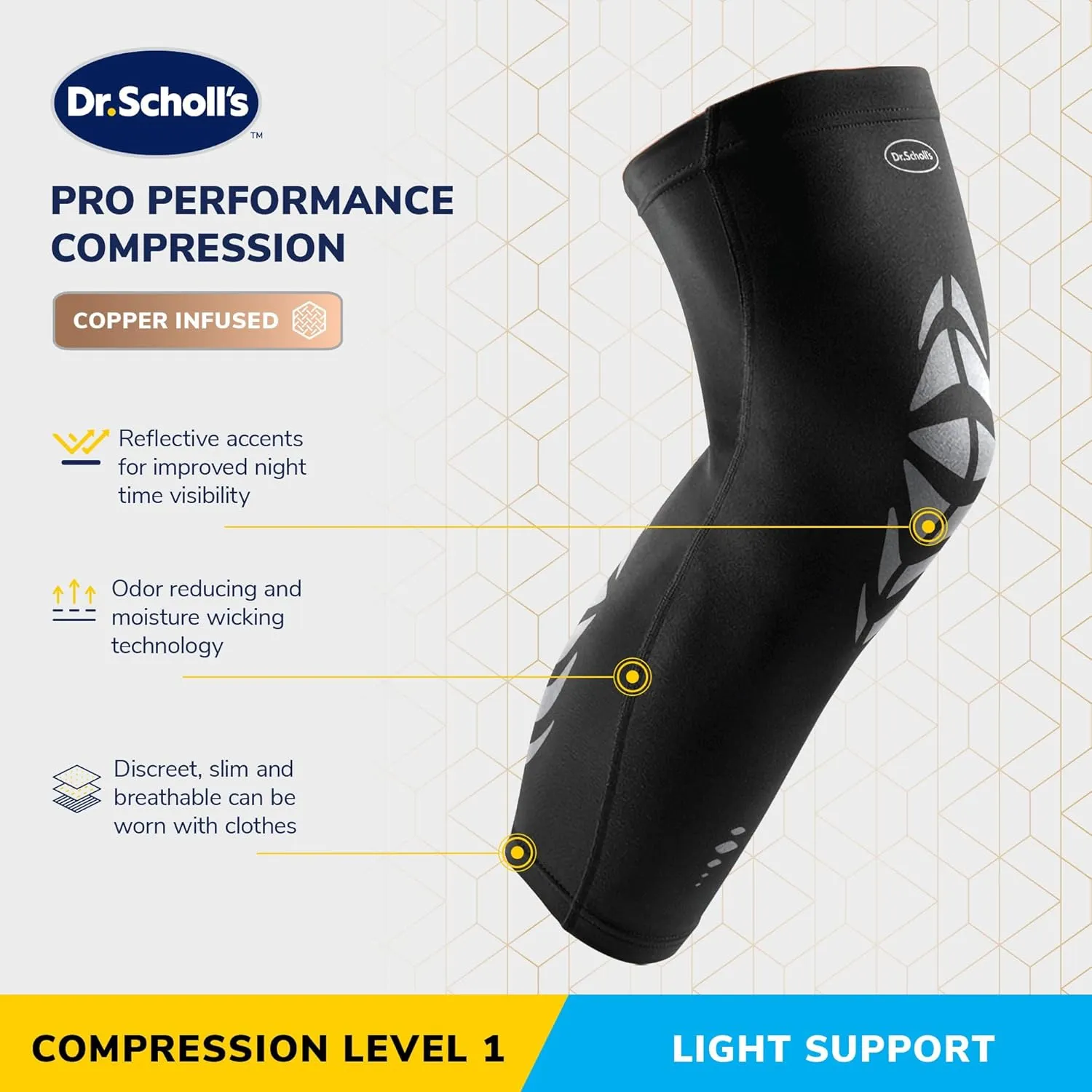 Dr. Scholl's Compression Leg Sleeve with Breathable & Copper-Infused Fabric for Pain Relief & Support (Sizes S-XL)