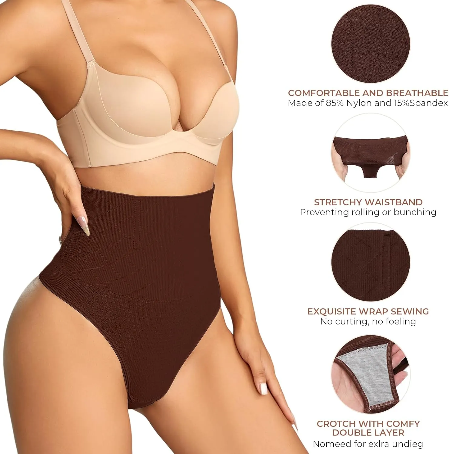 Dulchany Thong Shapewear Tummy Control Underwear for Women Seamless Body Shaper Panties