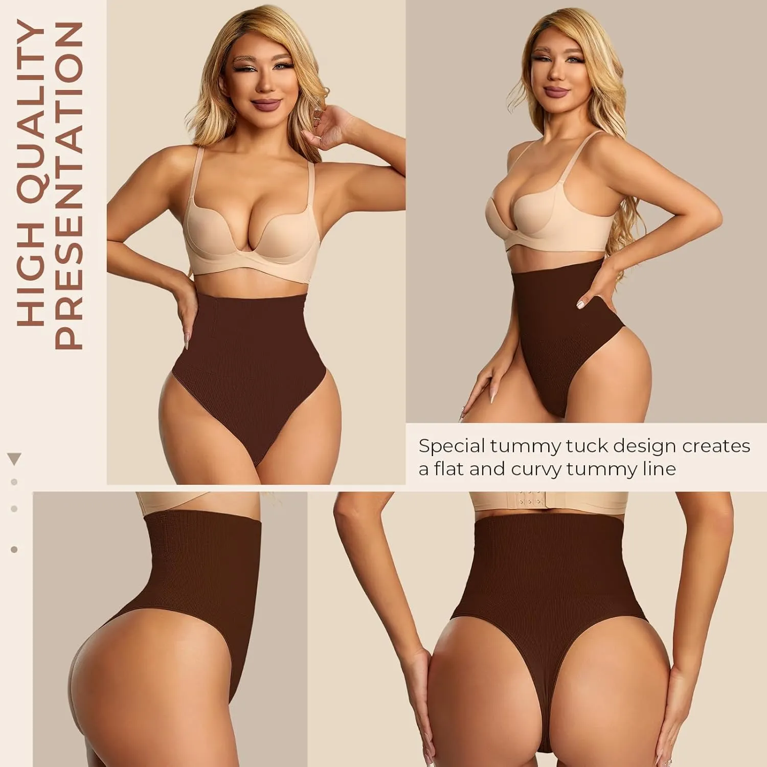 Dulchany Thong Shapewear Tummy Control Underwear for Women Seamless Body Shaper Panties