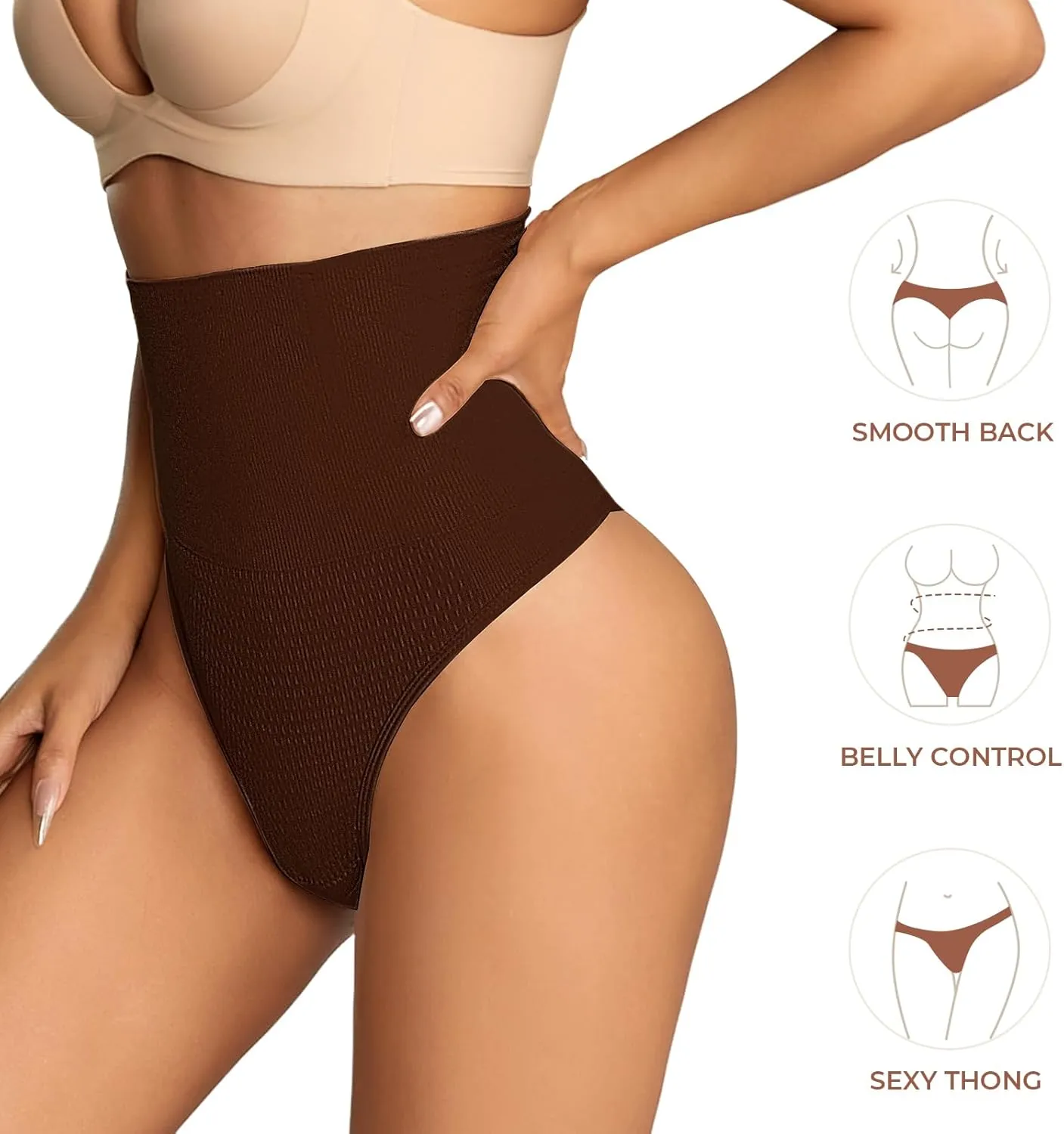 Dulchany Thong Shapewear Tummy Control Underwear for Women Seamless Body Shaper Panties