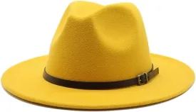 European and American New Woolen Hat Men and Women Gentleman Jazz Hat Autumn and Winter Flat Brim Felt Big Brim Hat Fengyan Cowboy Hats (Color : Rose Red, Size : 56-58cm)