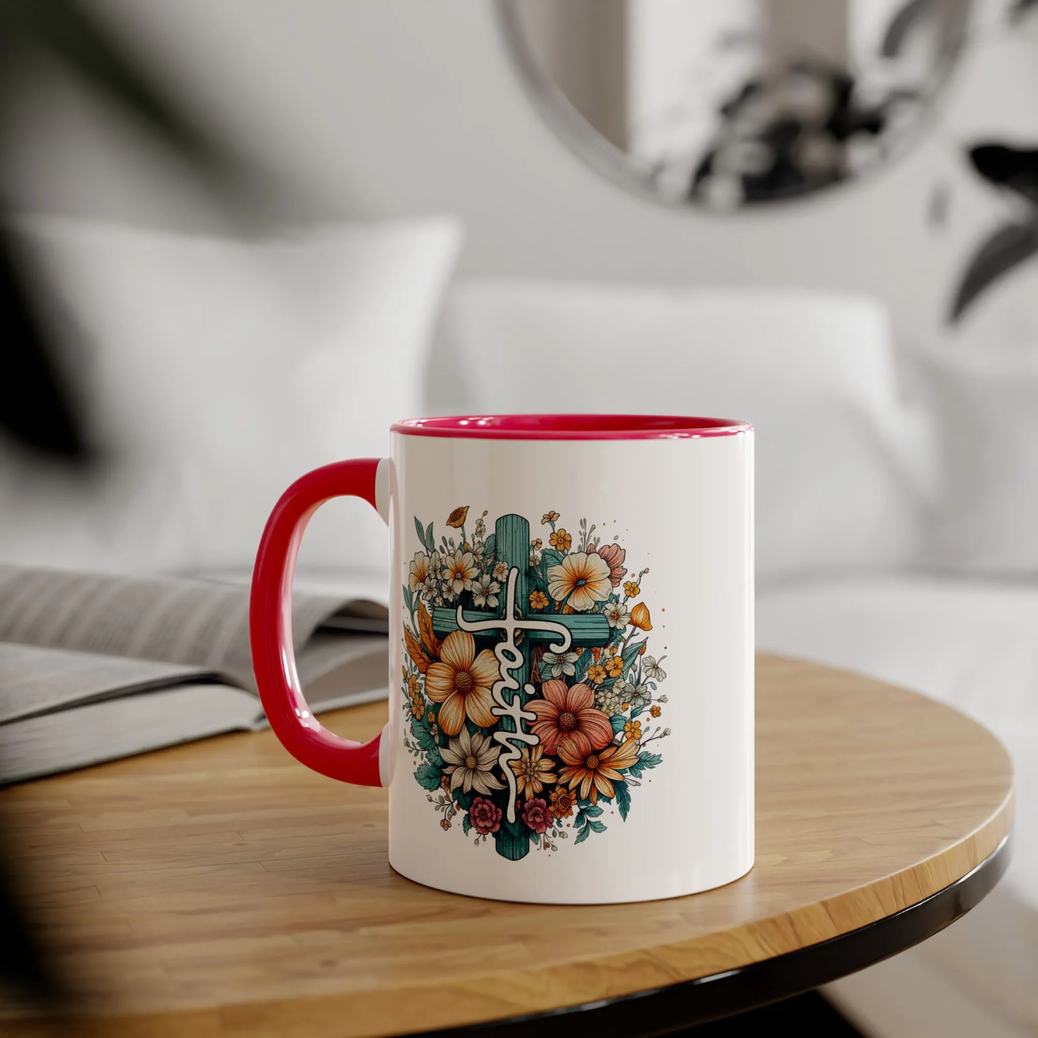 Faith & Flowers Accent Mugs, 11oz
