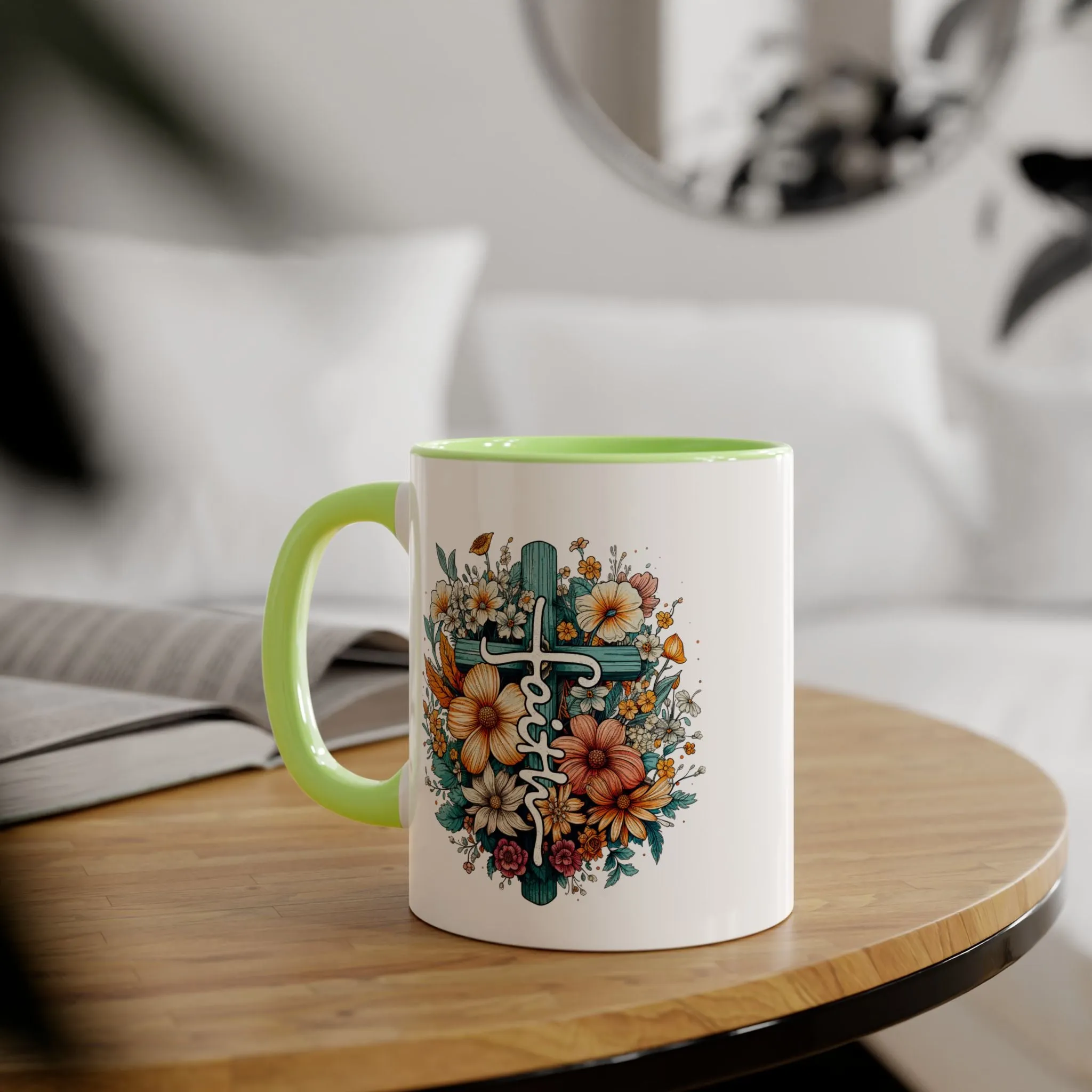 Faith & Flowers Accent Mugs, 11oz