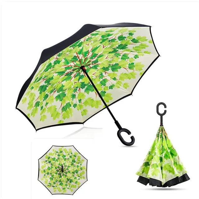 Folding Reverse Umbrella Double Layer Inverted Windproof Rain Car Umbrellas For Women