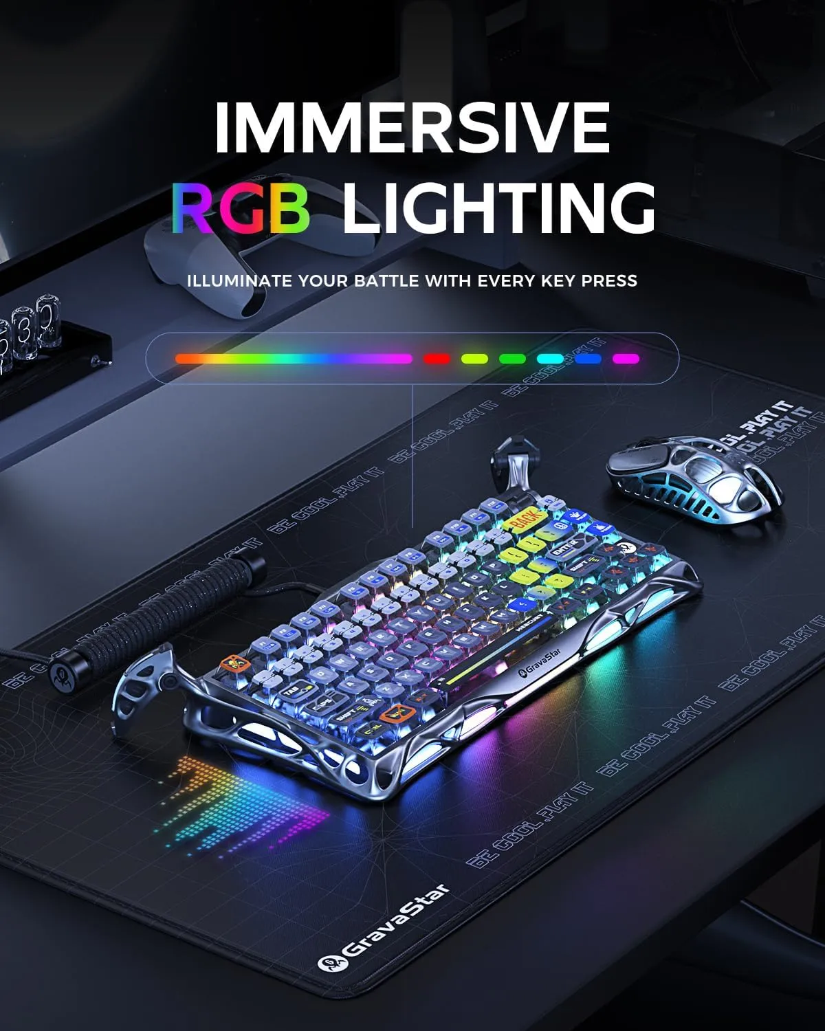 GravaStar Mercury K1 Pro Wireless Gaming Keyboard, Aluminum Alloy, 75% Layout Custom Keyboard, Designed for Durability & Unique Aesthetic (Interstellar Silver)