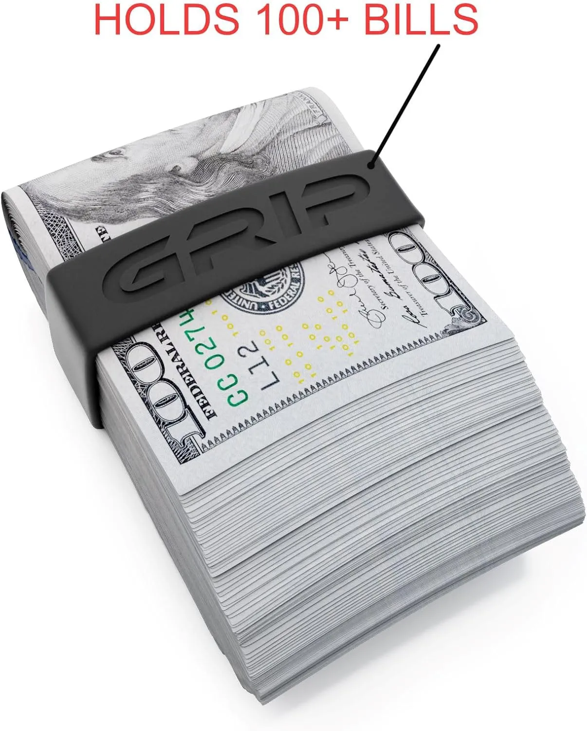 Grip Money Bands (Pack of 3) - BLACK - Premium Silicone Band for Cash & Cards - Slim & Durable Design