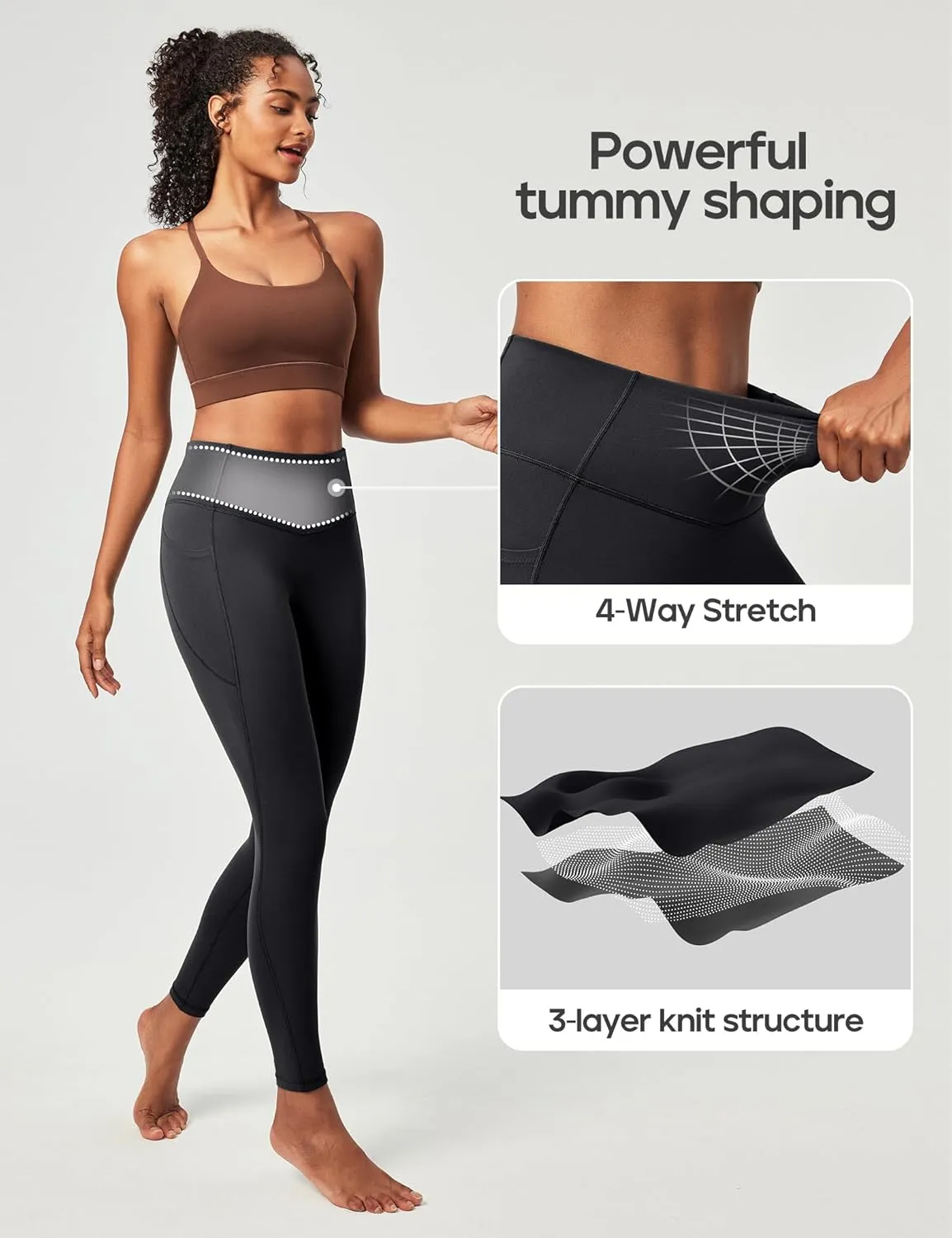Heathyoga Compression Leggings for Women Tummy Control No Front Seam Leggings with Pockets for Women Workout Yoga Pants