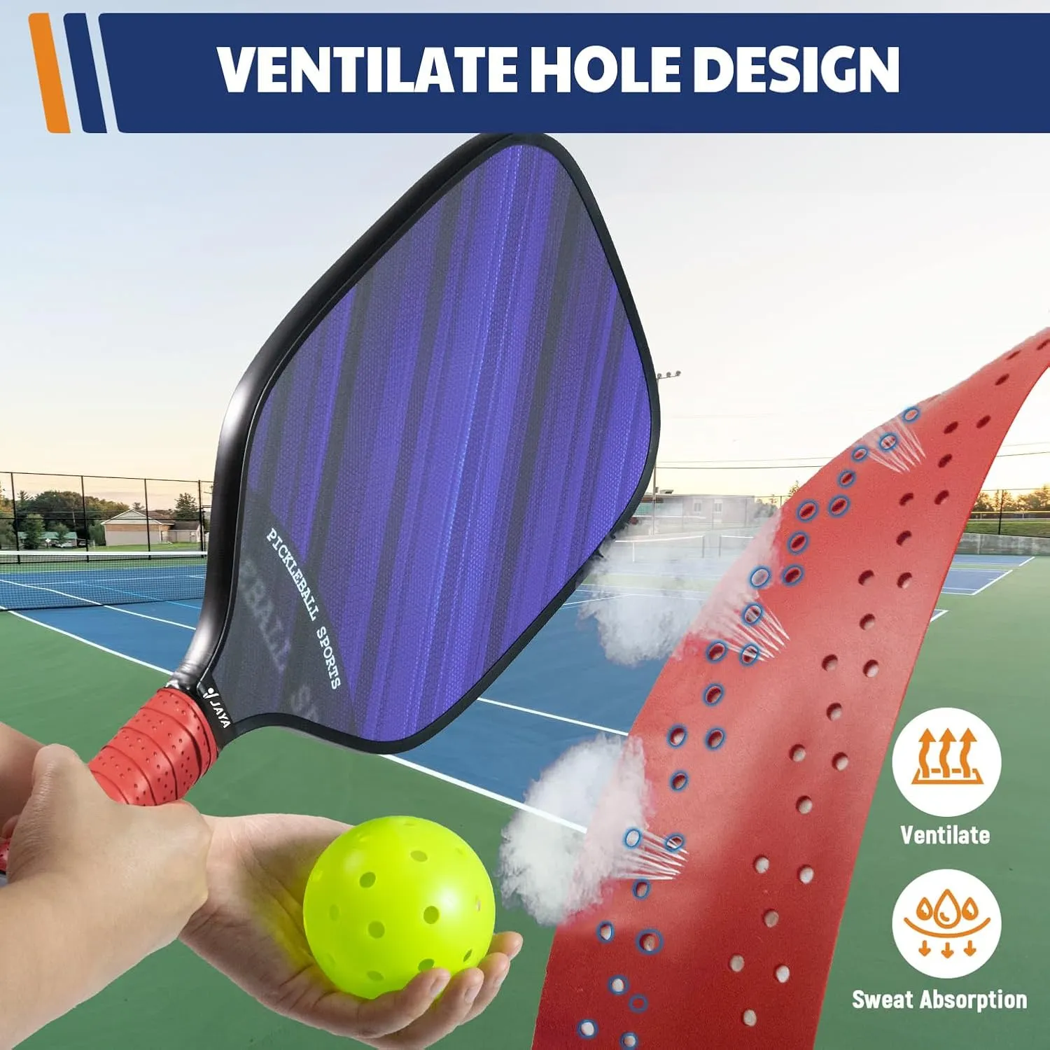JAYA Pickleball Paddle Grip Tape, Pack of 2 or 5 Pickleball Replacement Grip WrapMoisture-Wicking Racket Tape,Thin & Easy-to-Use with Ventilated Holes for Pickleball, Tennis,Racquetball & More