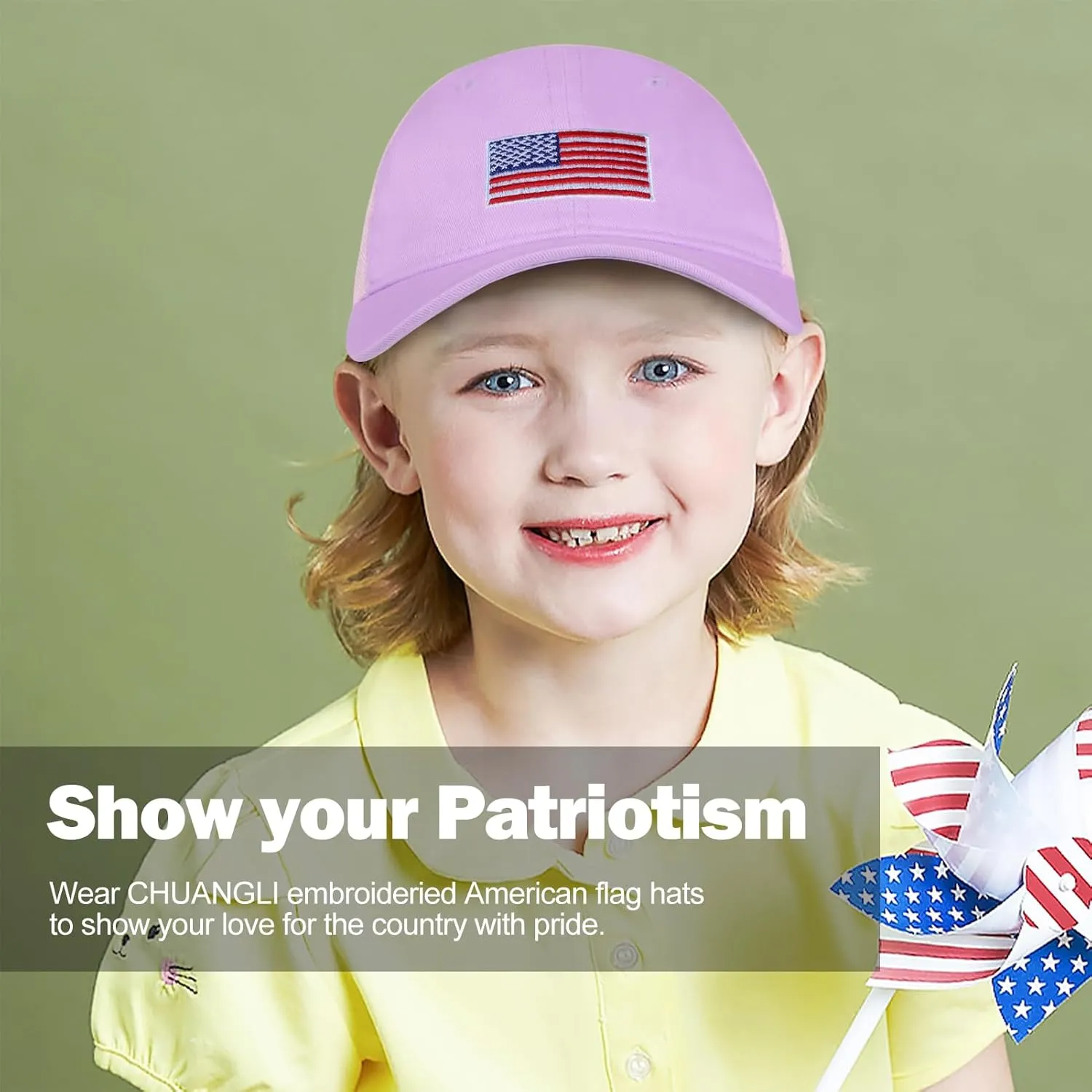 Kids American Flag Baseball Cap Boys Girls Mesh Baseball Hat, Toddler Embroidery Trucker Hat for Age 3-14 Years