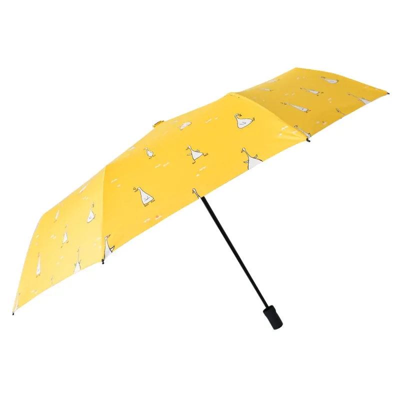 Kids Umbrella Cartoon Duck Automatic Umbrella Windproof UV Protect Folding Umbrella