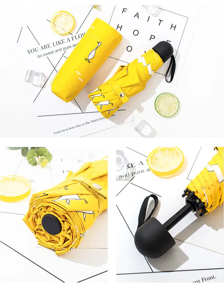 Kids Umbrella Cartoon Duck Automatic Umbrella Windproof UV Protect Folding Umbrella