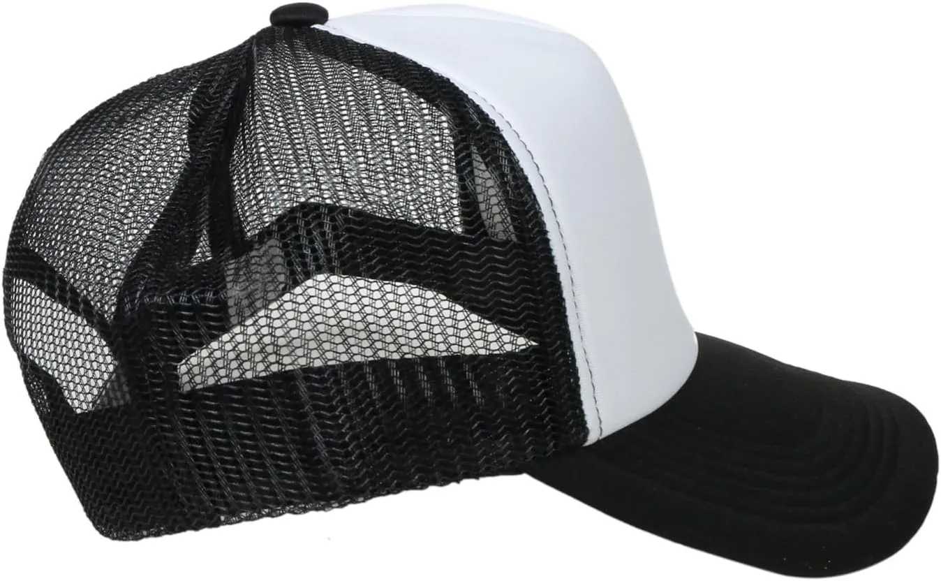 Men Women Foam Trucker Hat Mesh Cap Solid Colors Lightweight with Adjustable Snapback Collection