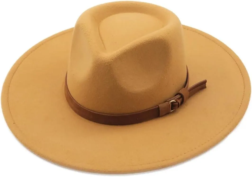Men Women Winter Wool Fedoras Big Wide Brim Wedding Church Jazz Hats
