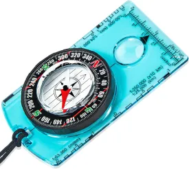 Multipurpose Outdoor Compass for Hiking, Scouting, Camping, and Navigation - Liquid-Filled, Transparent Base with Measuring Scales, Durable and Compact