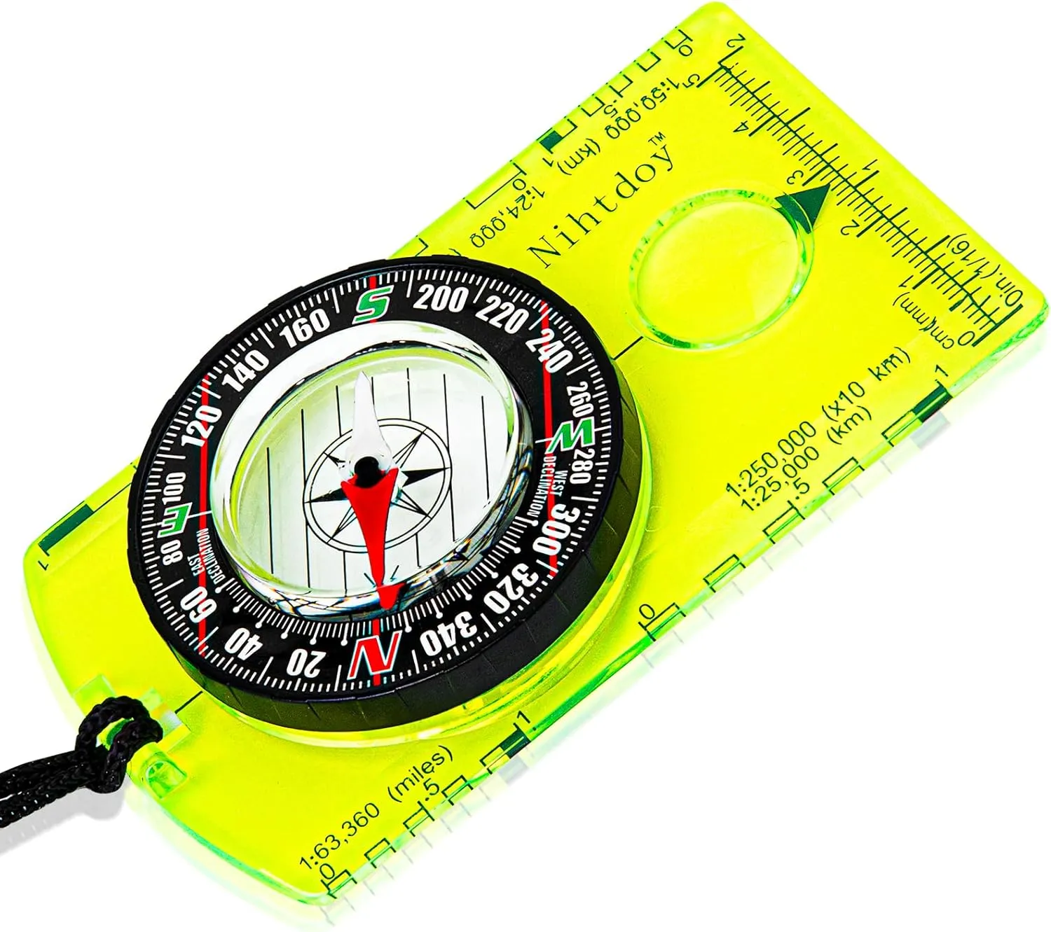 Multipurpose Outdoor Compass for Hiking, Scouting, Camping, and Navigation - Liquid-Filled, Transparent Base with Measuring Scales, Durable and Compact