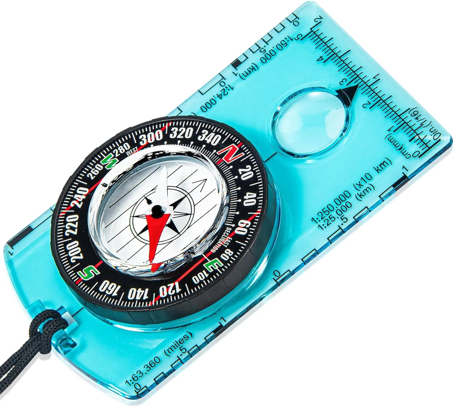 Multipurpose Outdoor Compass for Hiking, Scouting, Camping, and Navigation - Liquid-Filled, Transparent Base with Measuring Scales, Durable and Compact
