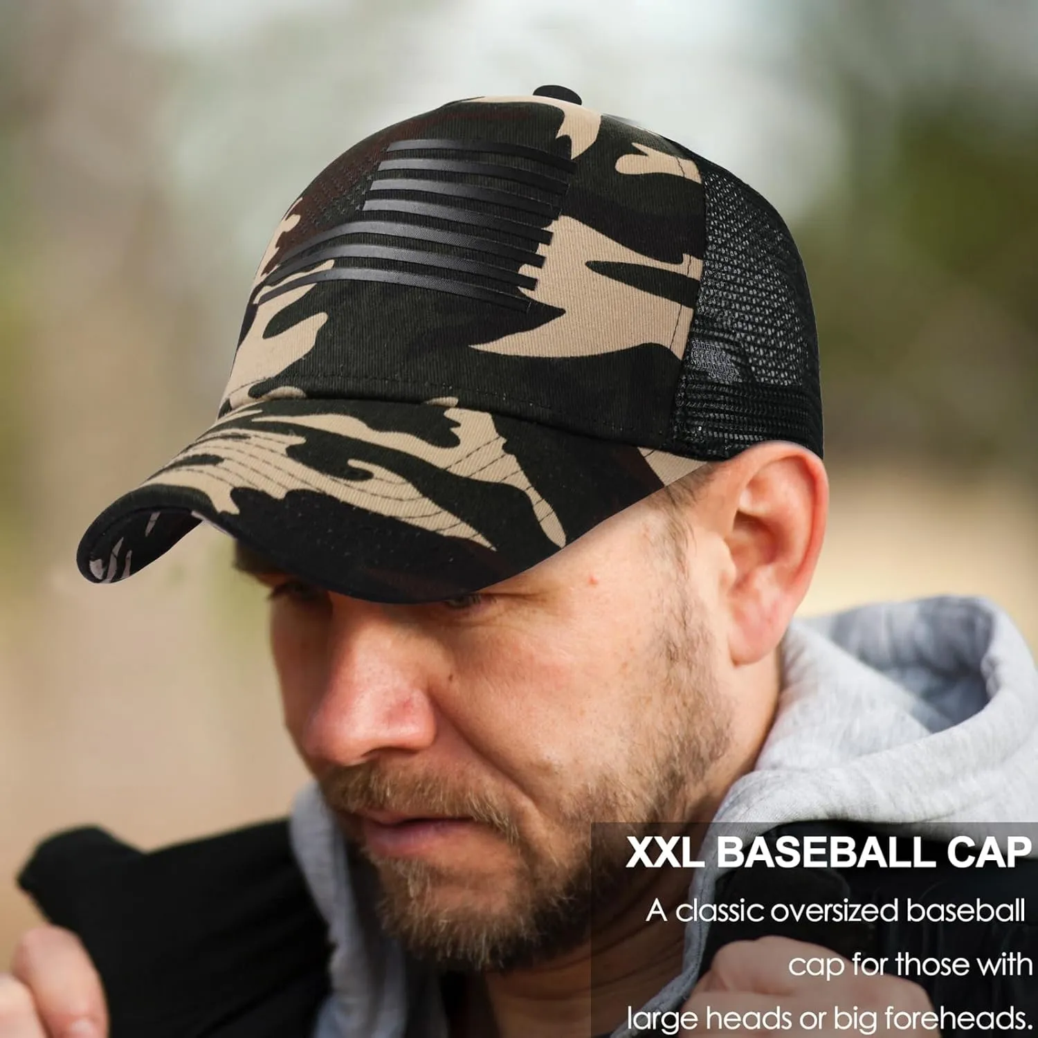 Oversize XXL American Flag Trucker Hat Sport Snapback Hat, Large Size Breathable Mesh Baseball Cap for Men Big Head