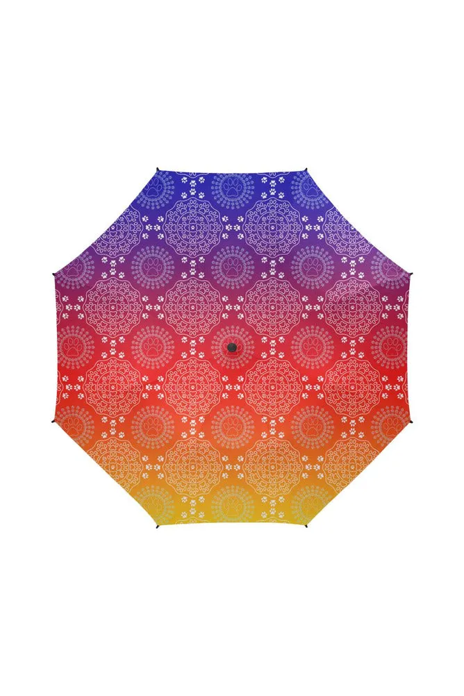 Paw Print Mandala Semi-Automatic Foldable Umbrella