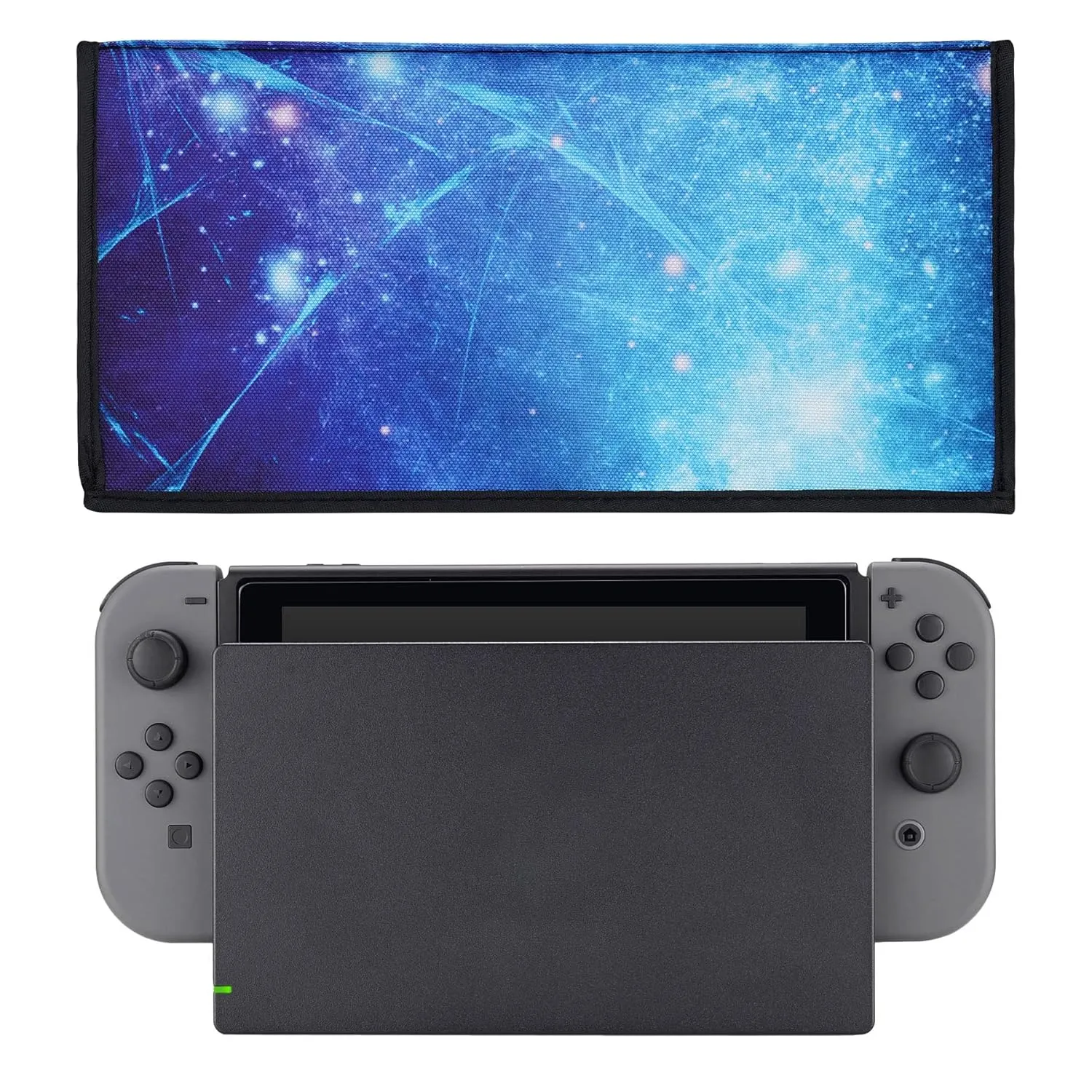 PlayVital Nylon Dust Cover, Soft Neat Lining Dust Guard, Anti Scratch Waterproof Cover Sleeve for Nintendo Switch & Switch OLED Charging Dock - Blue Nebula