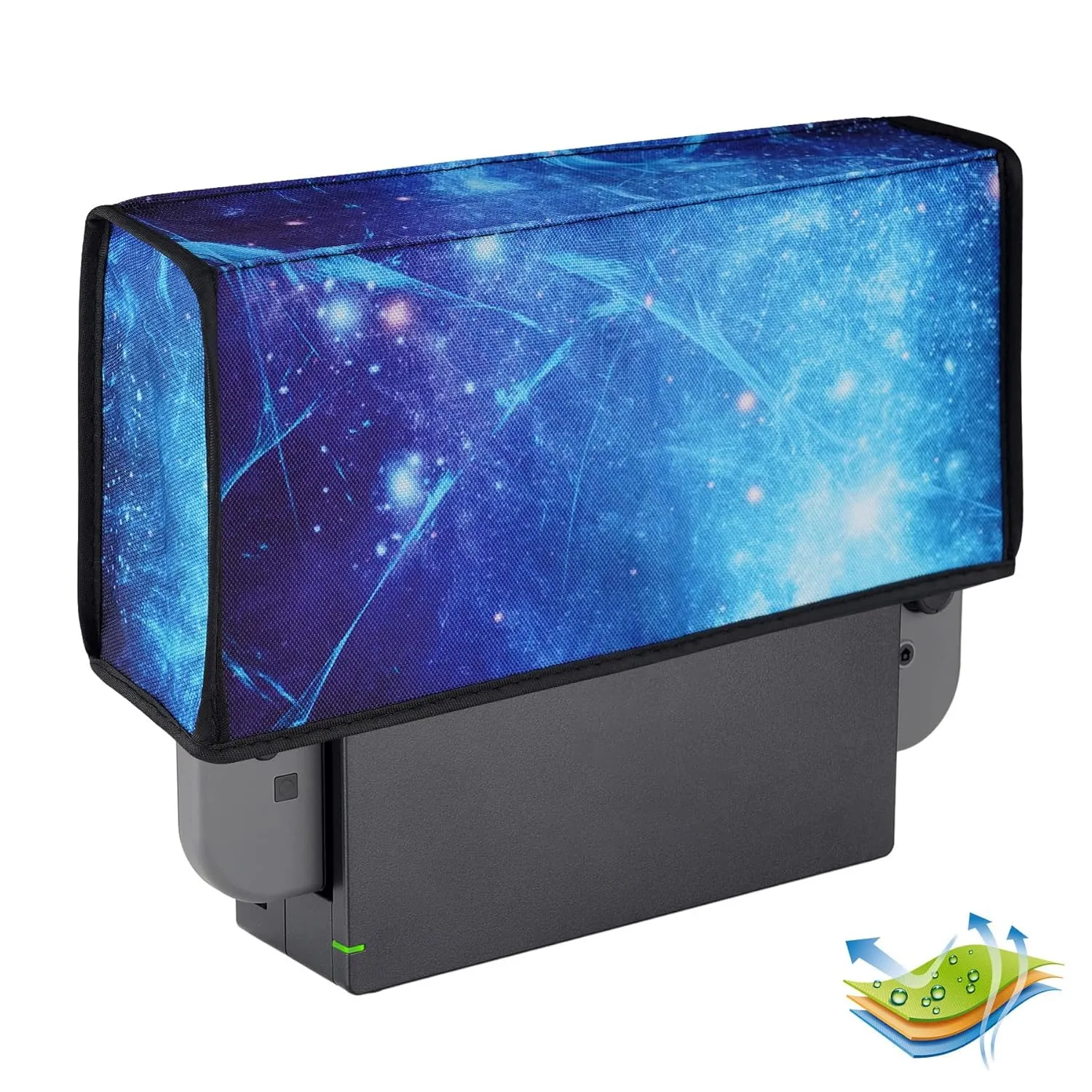 PlayVital Nylon Dust Cover, Soft Neat Lining Dust Guard, Anti Scratch Waterproof Cover Sleeve for Nintendo Switch & Switch OLED Charging Dock - Blue Nebula