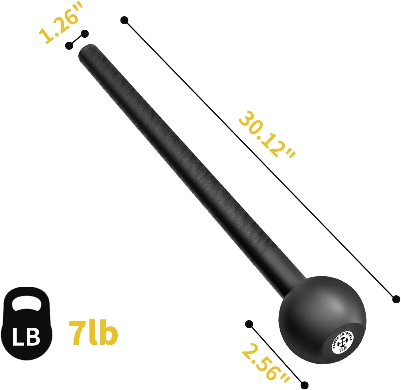 POWER GUIDANCE Steel Mace Macebell Cast Iron Training Full Body Workout, Shoulder, Core Strength, Muscles, Joints (7lb to 25lb)
