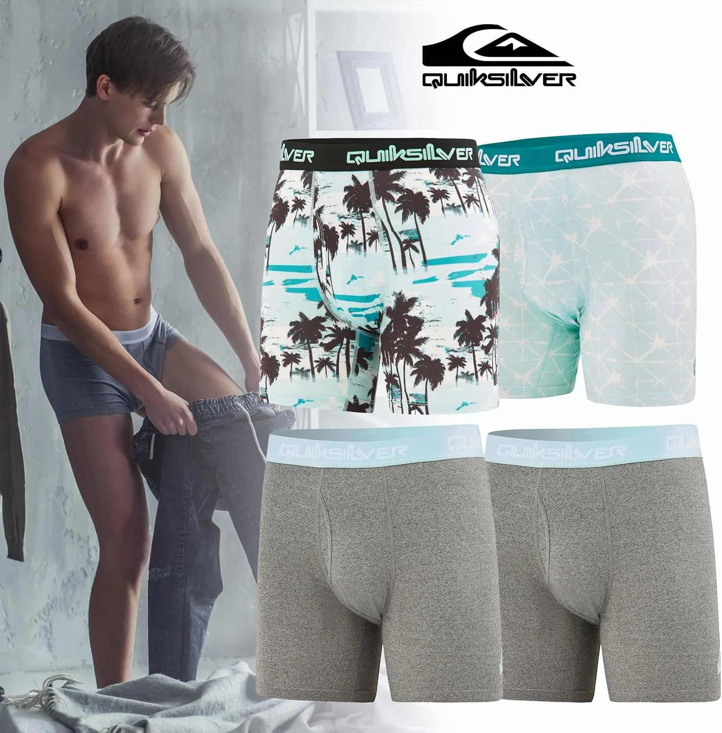 Quiksilver Mens Underwear 4 Pack Boxers for Men Supersoft Brushed Polyester Mens Boxer Briefs