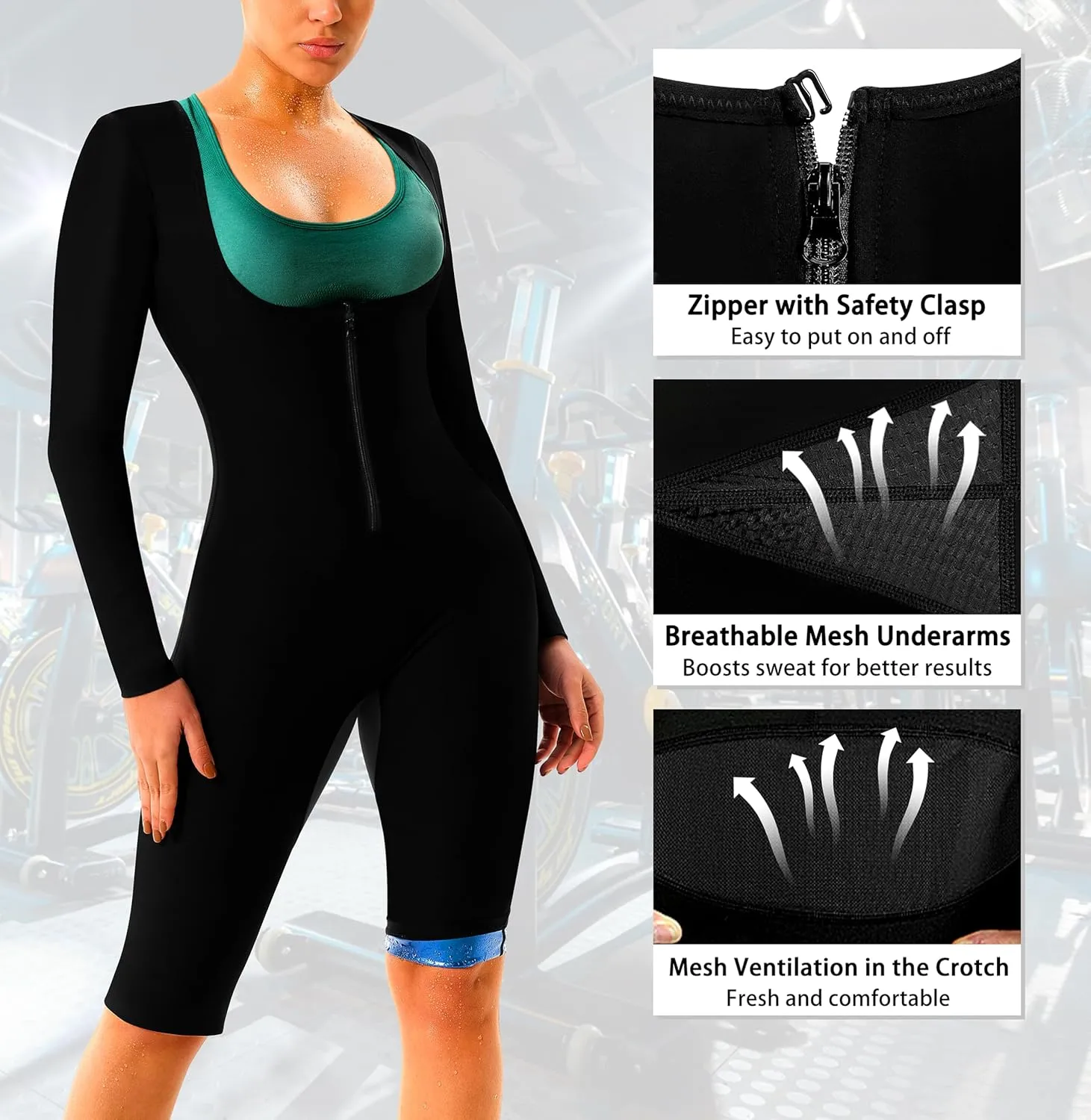 Sauna Suit Women Waist Trainers for Women Belly Fat Sauna Suit for Weight Loss Women Workout Sweat Suit