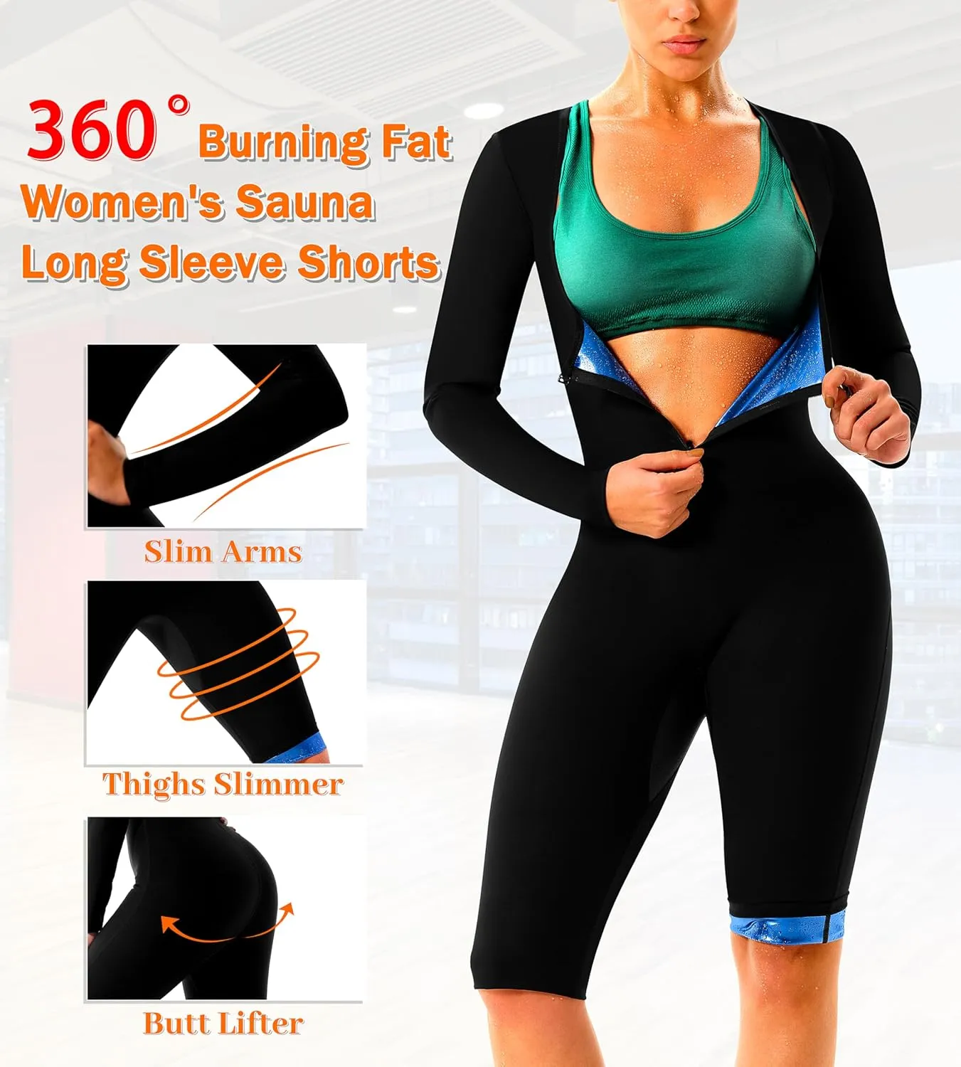Sauna Suit Women Waist Trainers for Women Belly Fat Sauna Suit for Weight Loss Women Workout Sweat Suit