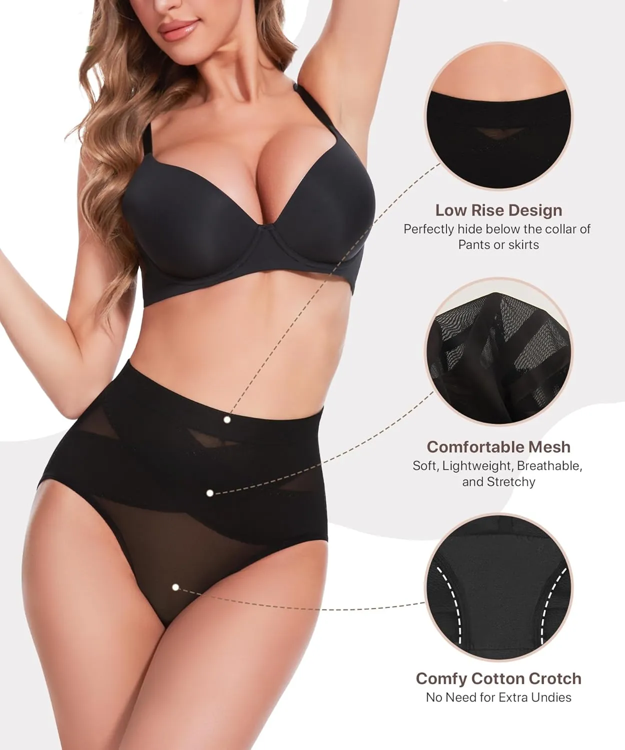 Shapewear Tummy Control Panties - Body Shaping Briefs Compression Underwear Low Rise Girdle Panty Shapewear for Women