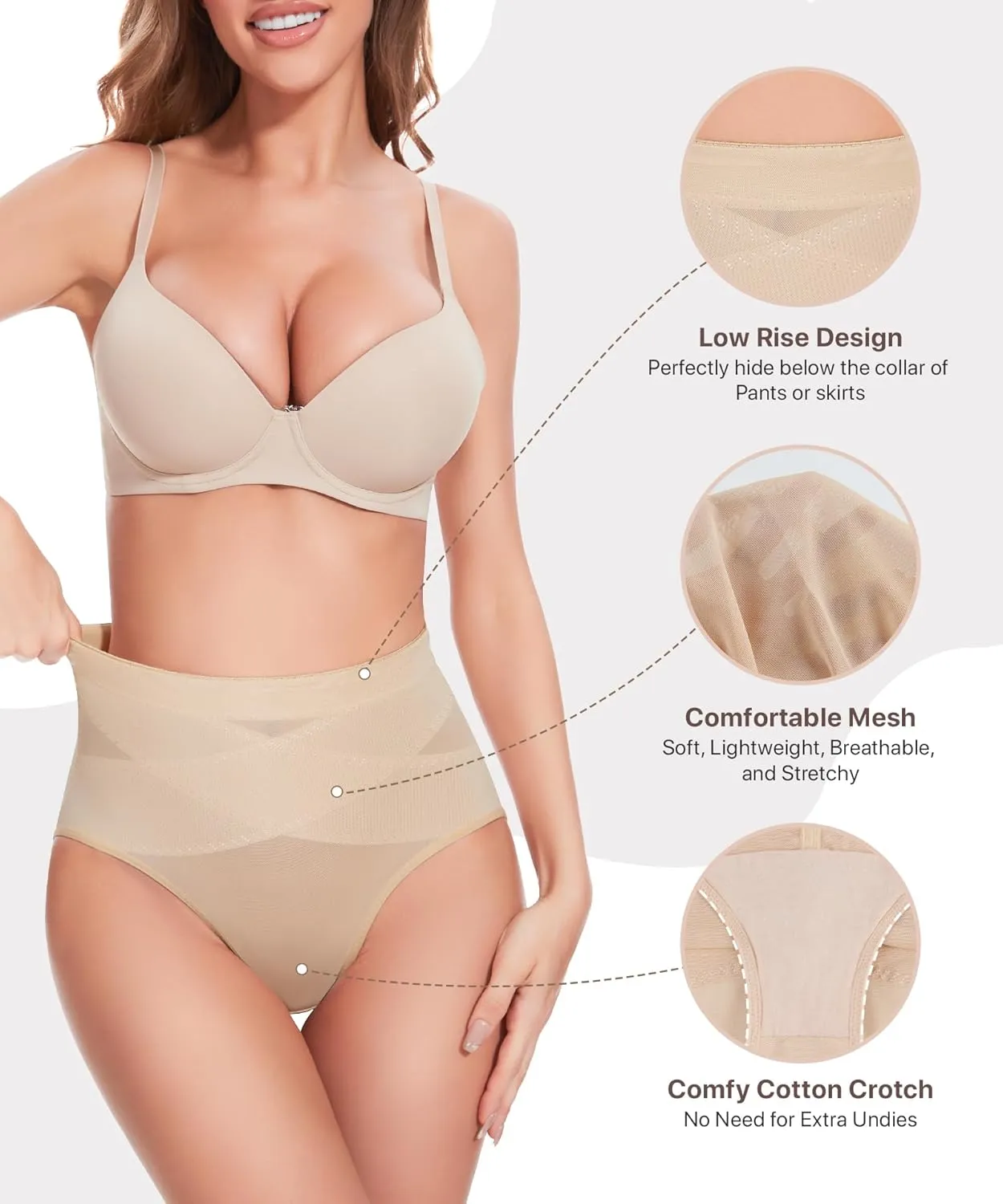 Shapewear Tummy Control Panties - Body Shaping Briefs Compression Underwear Low Rise Girdle Panty Shapewear for Women