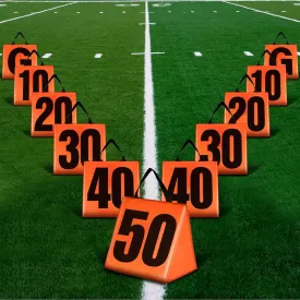 Solid Weighted Football Field Markers(1.5 kg Each) 13 Inch Set of 11 PVC High Visibility Football Yard Line Markers with Black Nylon Handle Solid Orange Football Goal Markers for Sports