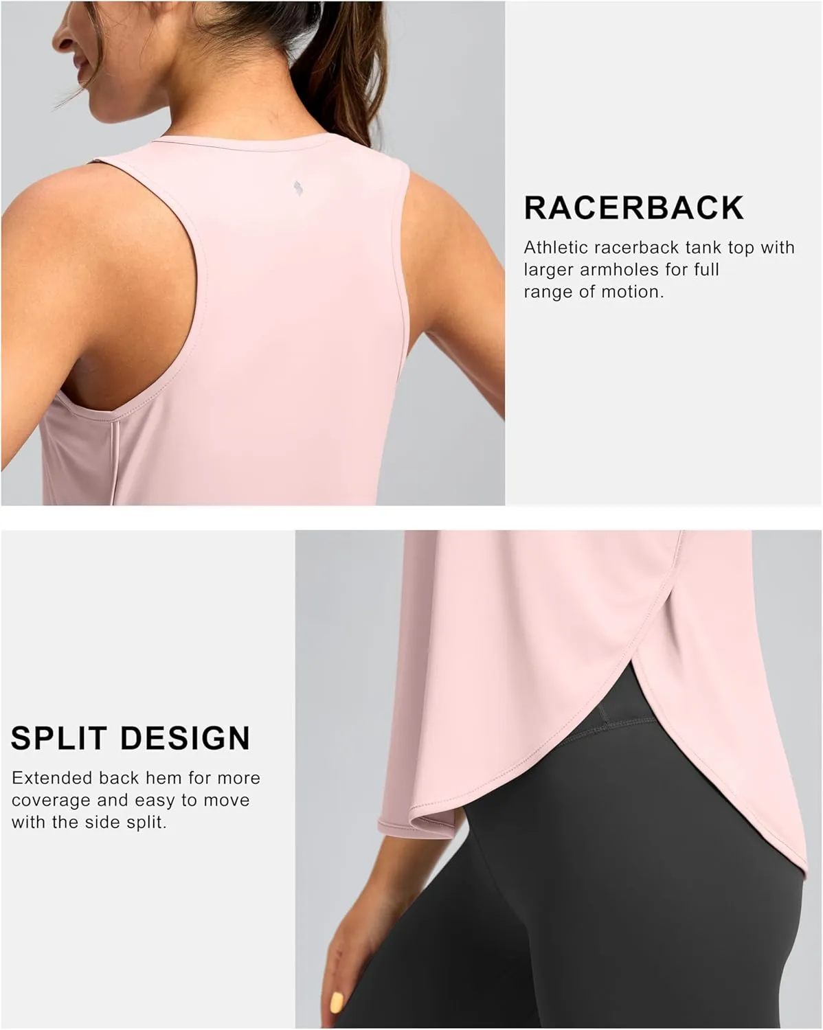 Soothfeel Women's Workout Tank Tops Racerback Sleeveless Running Tennis Shirt Loose Fit Sports Gym Exercise Yoga Athletic Top