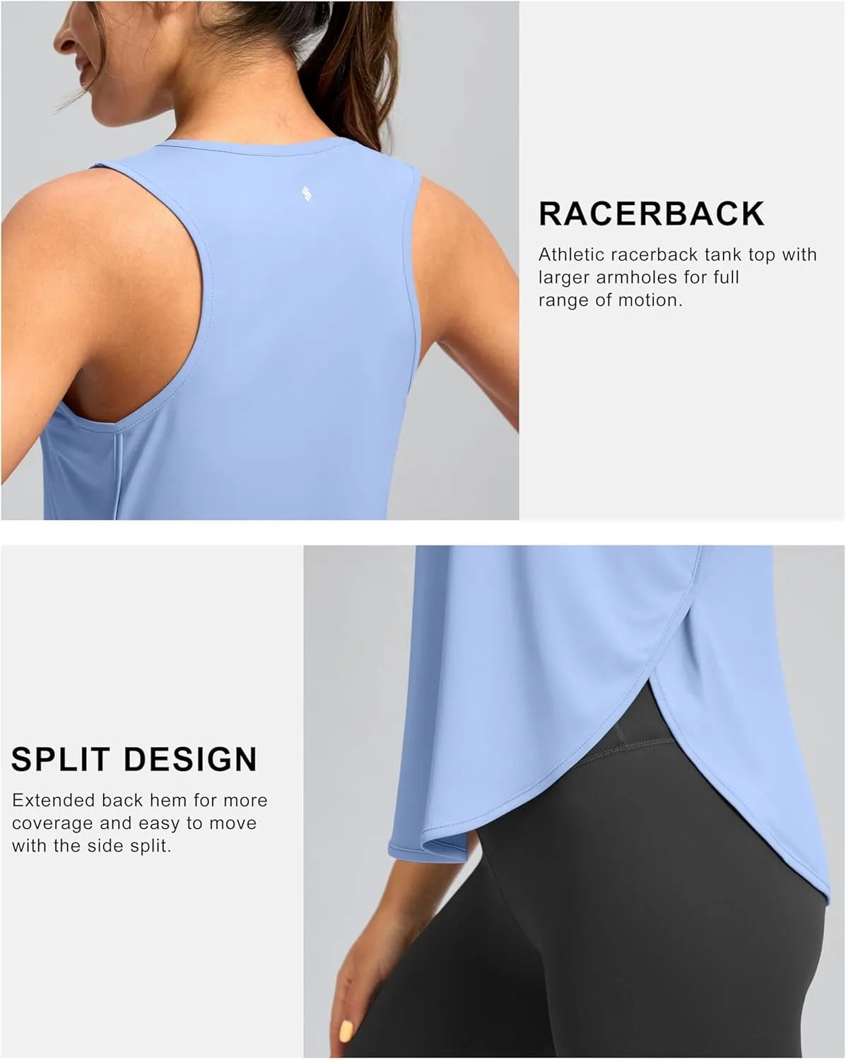 Soothfeel Women's Workout Tank Tops Racerback Sleeveless Running Tennis Shirt Loose Fit Sports Gym Exercise Yoga Athletic Top