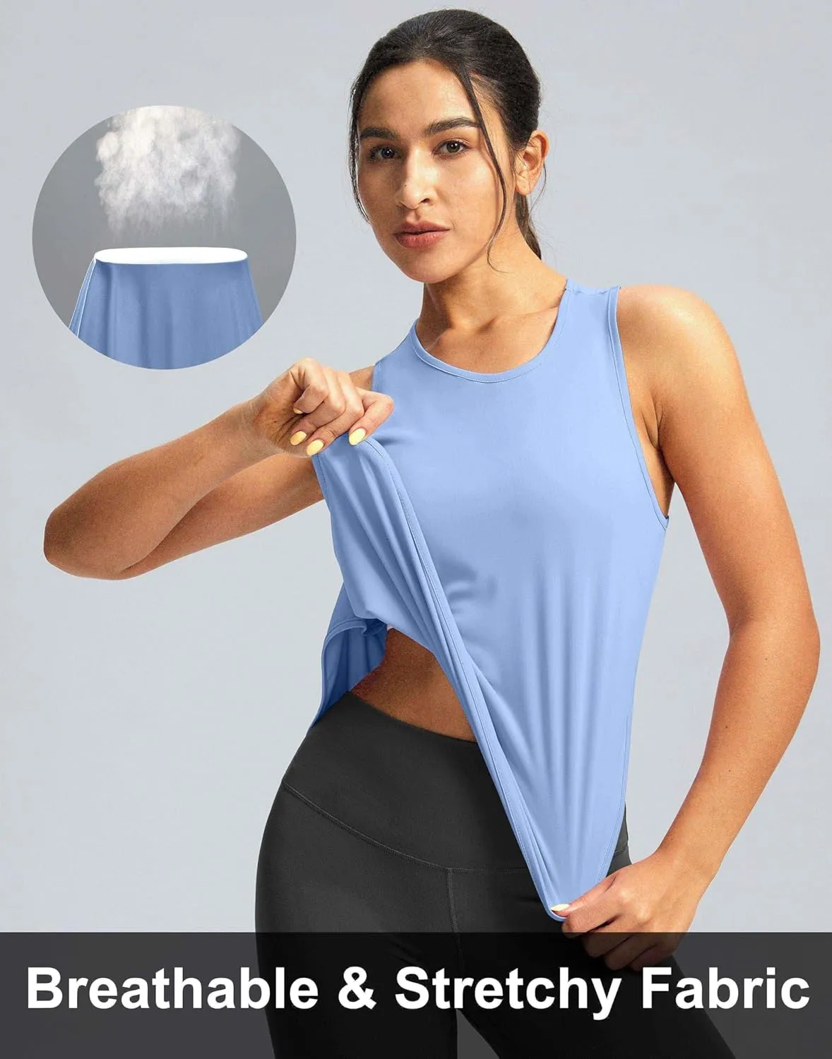 Soothfeel Women's Workout Tank Tops Racerback Sleeveless Running Tennis Shirt Loose Fit Sports Gym Exercise Yoga Athletic Top