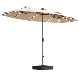 Tangkula 15 Ft Solar LED Patio Double-Sided Umbrella with Base