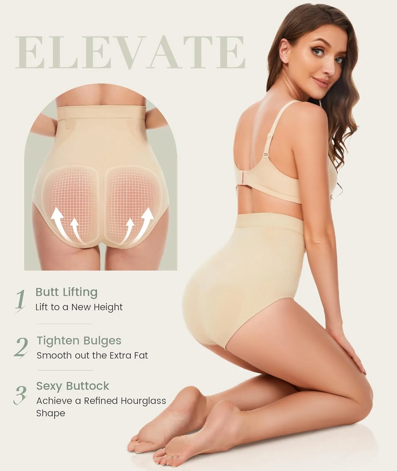 Tummy Control Underwear - High Waisted Body Shaper Panties Seamless Shapewear Compression Briefs for Women