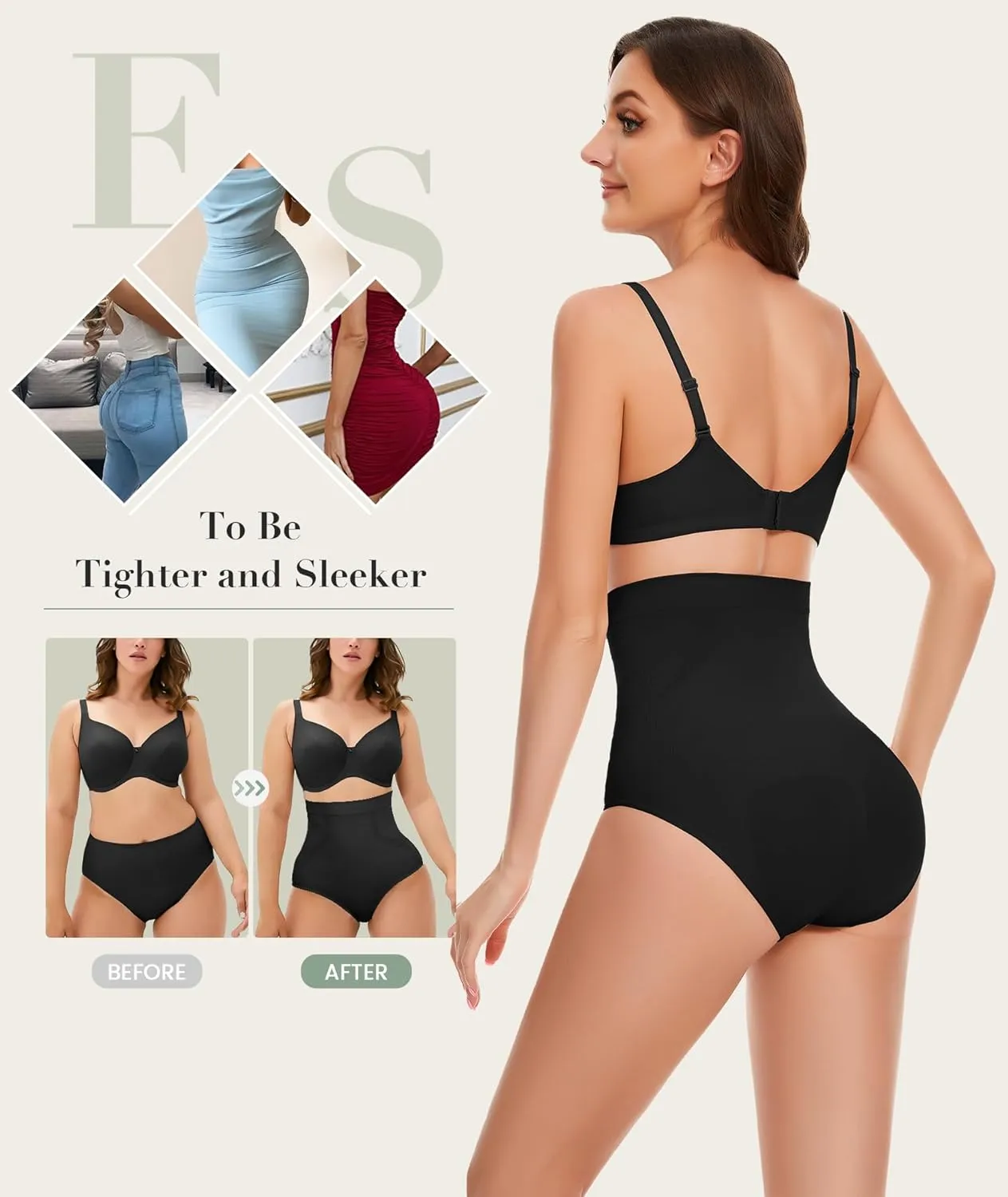 Tummy Control Underwear - High Waisted Body Shaper Panties Seamless Shapewear Compression Briefs for Women